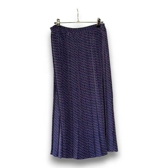 Leslie Fay Dresses & Skirts - Leslie Fay Pleated Midi Skirt Women Size 12 Navy Blue Multi Good Vintage Dot
